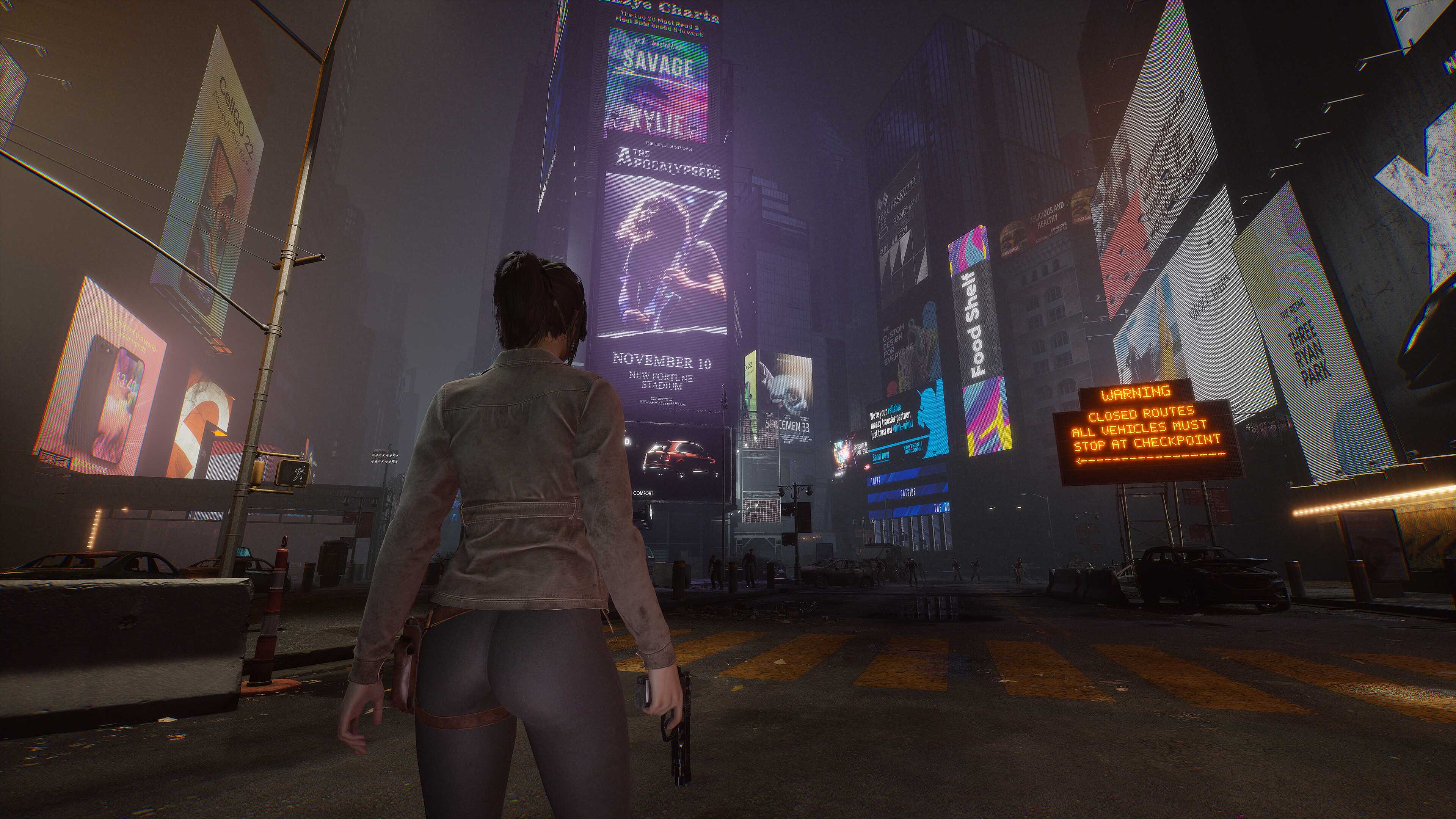 A character standing in a desolate Times Square in The Day Before.