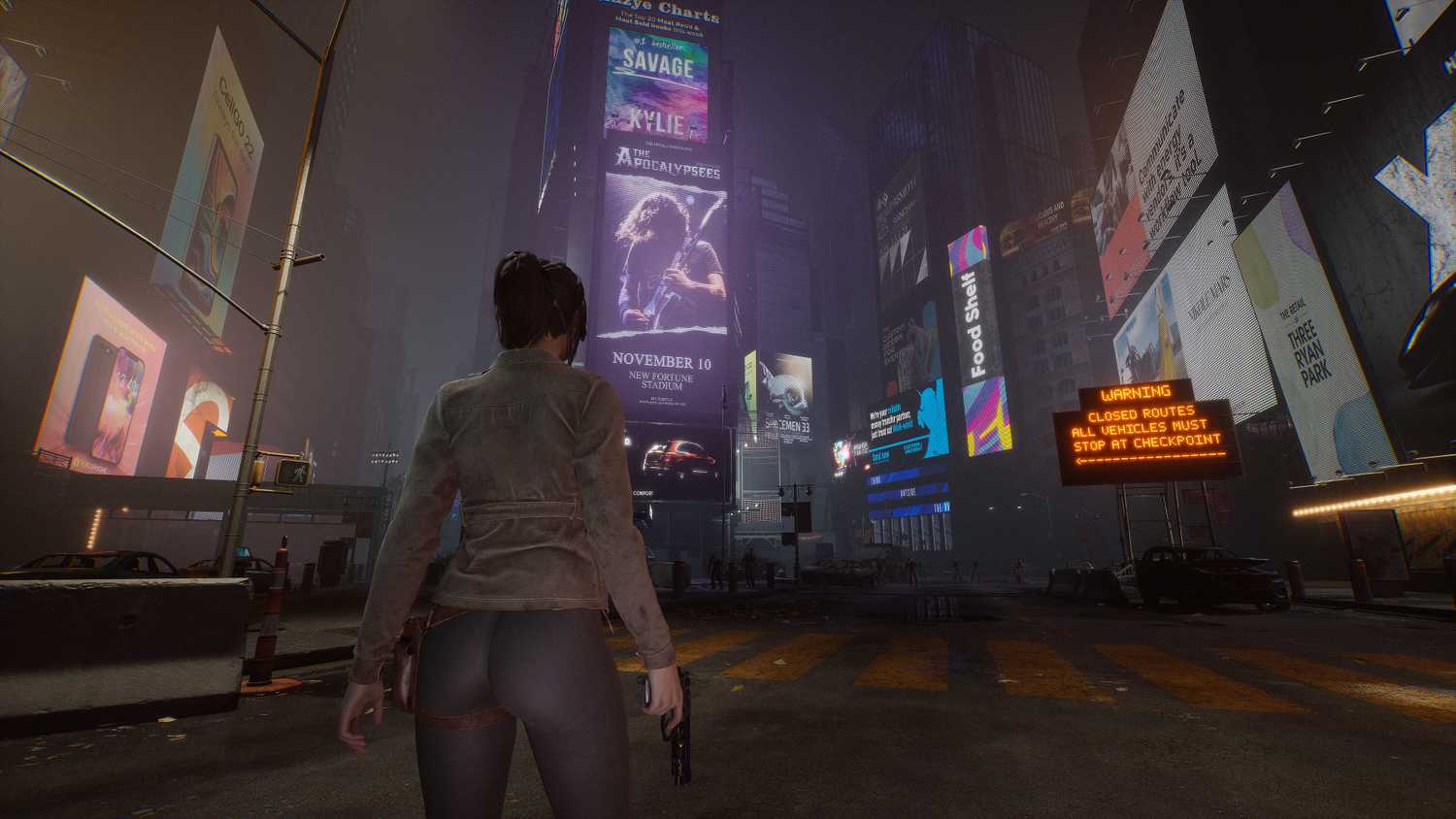 A character standing in a desolate Times Square in The Day Before.