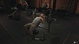 A character hitting the gym in The Day Before.