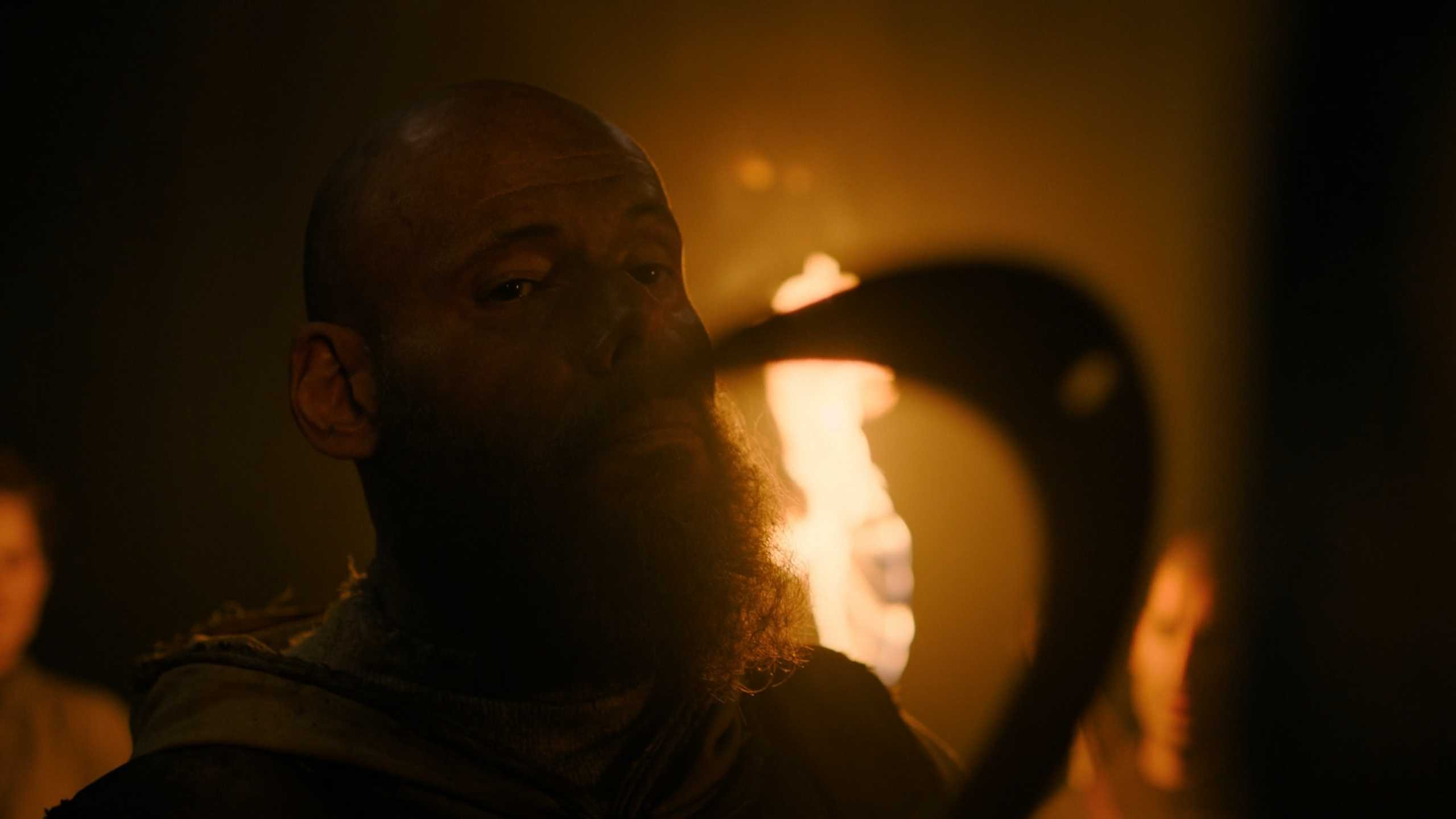 A Seraphite holding a sickle in HBO's The Last of Us, season 2, episode 5.
