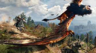 a flying beast running away from Geralt