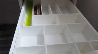 white 3D-printed drawer divider