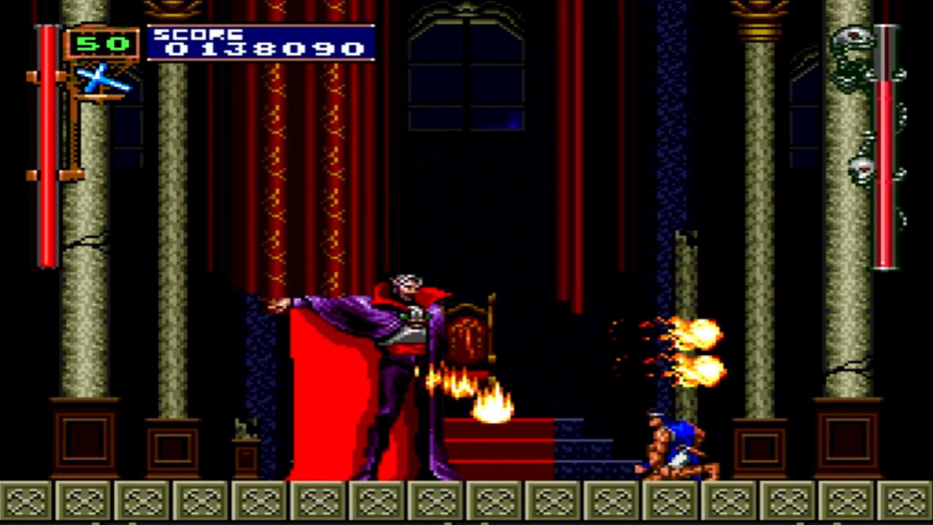A screenshot of gameplay from Castlevania Dracula X.