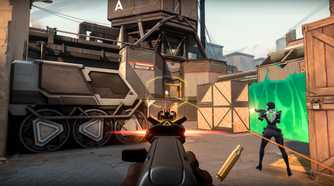 Valorant aiming down at and shooting someone at the bomb site