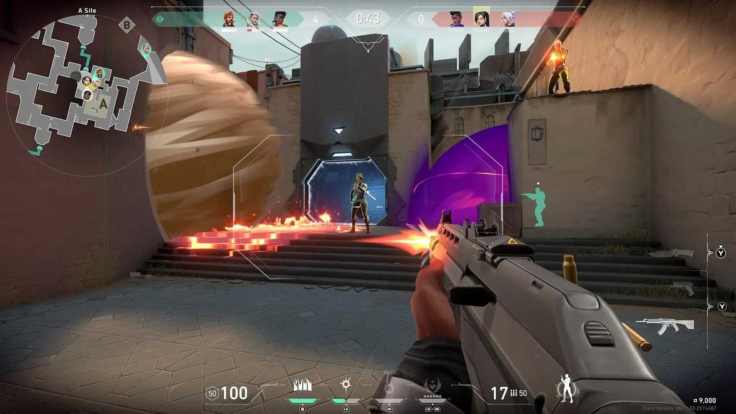 eValorant combat enemy surrounded by smoke circles