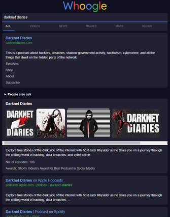 whoogle screenshot dark