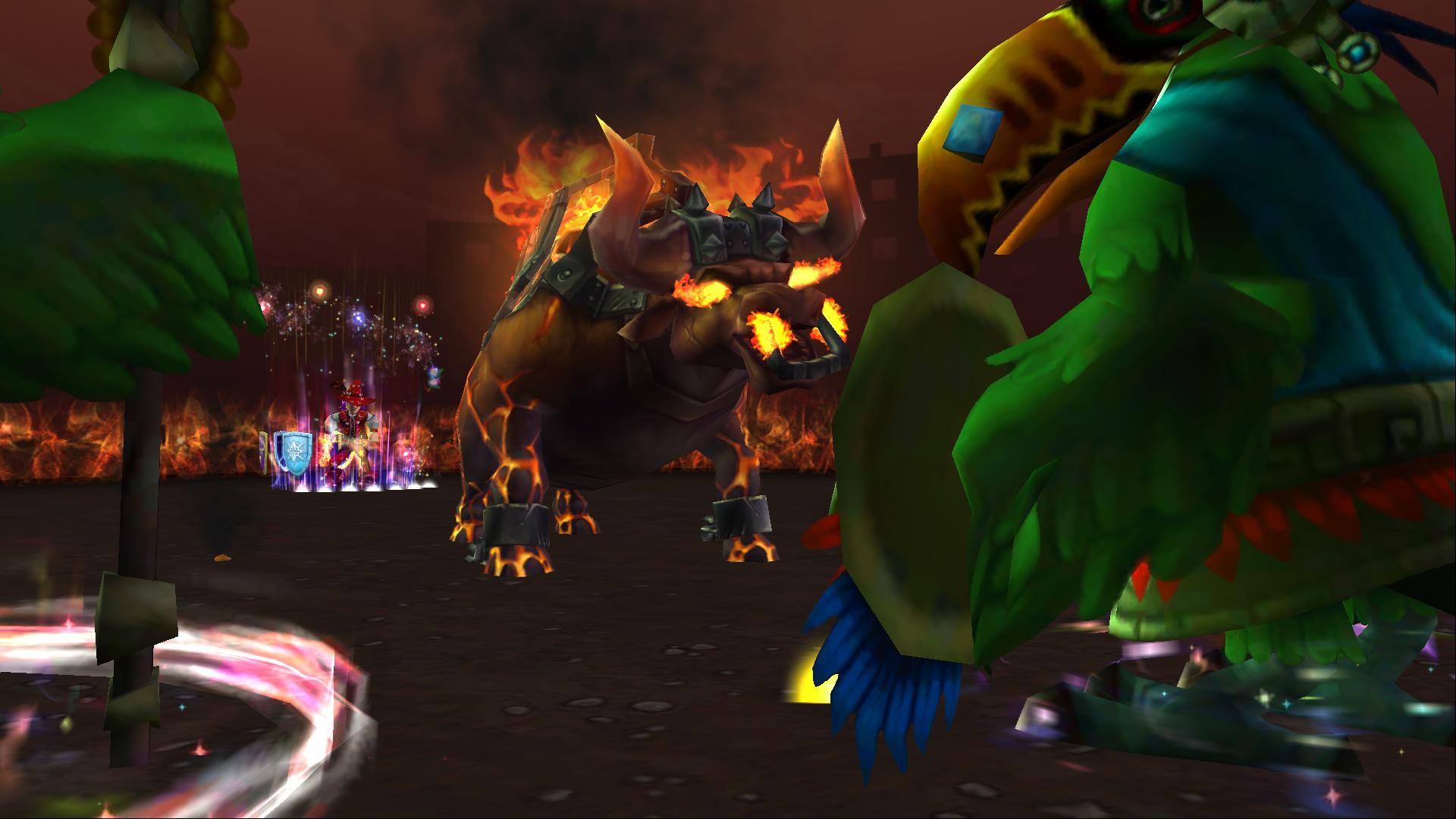 Wizard101 firey bull attacking in combat