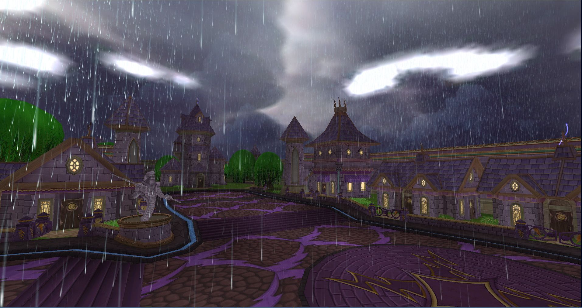 Wizard101 rainy and stormy purple brick road