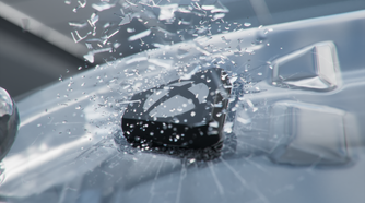 The Xbox button, breaking through glass