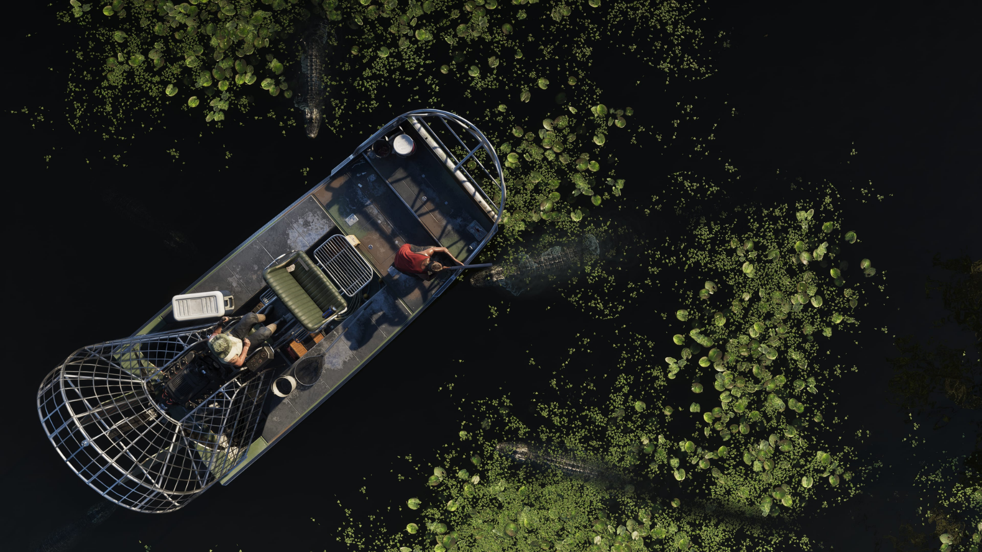 A hover boat in the swamp