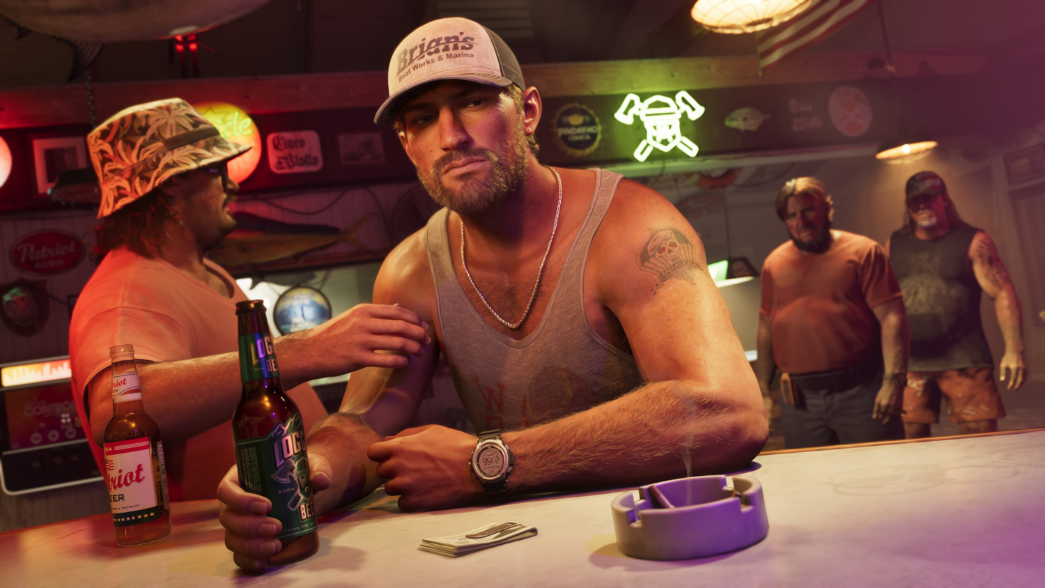 Jason and cal in a bar