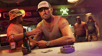 Jason and cal in a bar