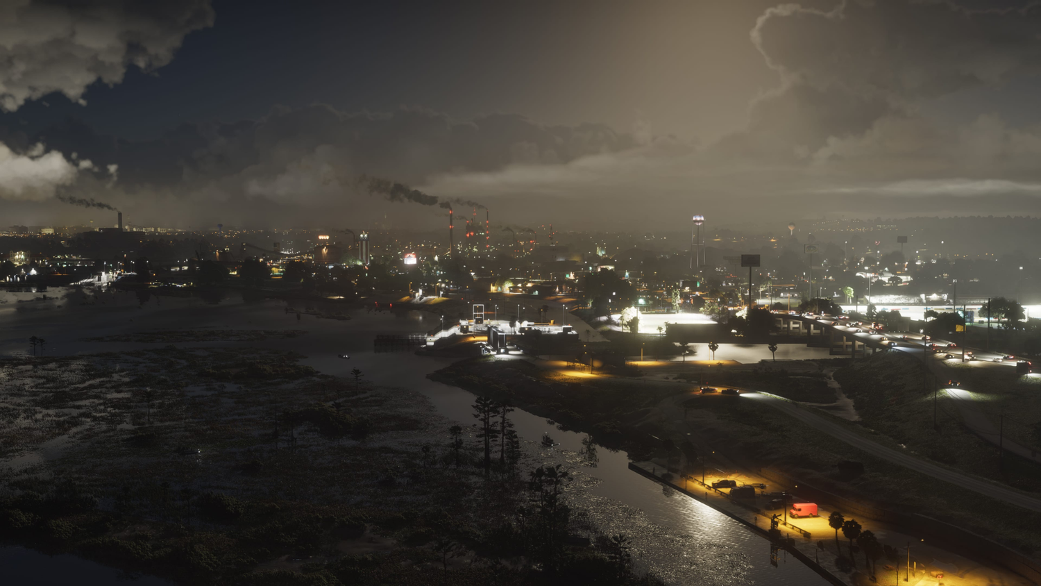 A side image of Vice city at night
