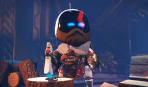 Astro mimicking God of War's Kratos in Astro Bot.