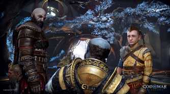 Atreus, Kratos, and Brok in God of War Ragnarok.