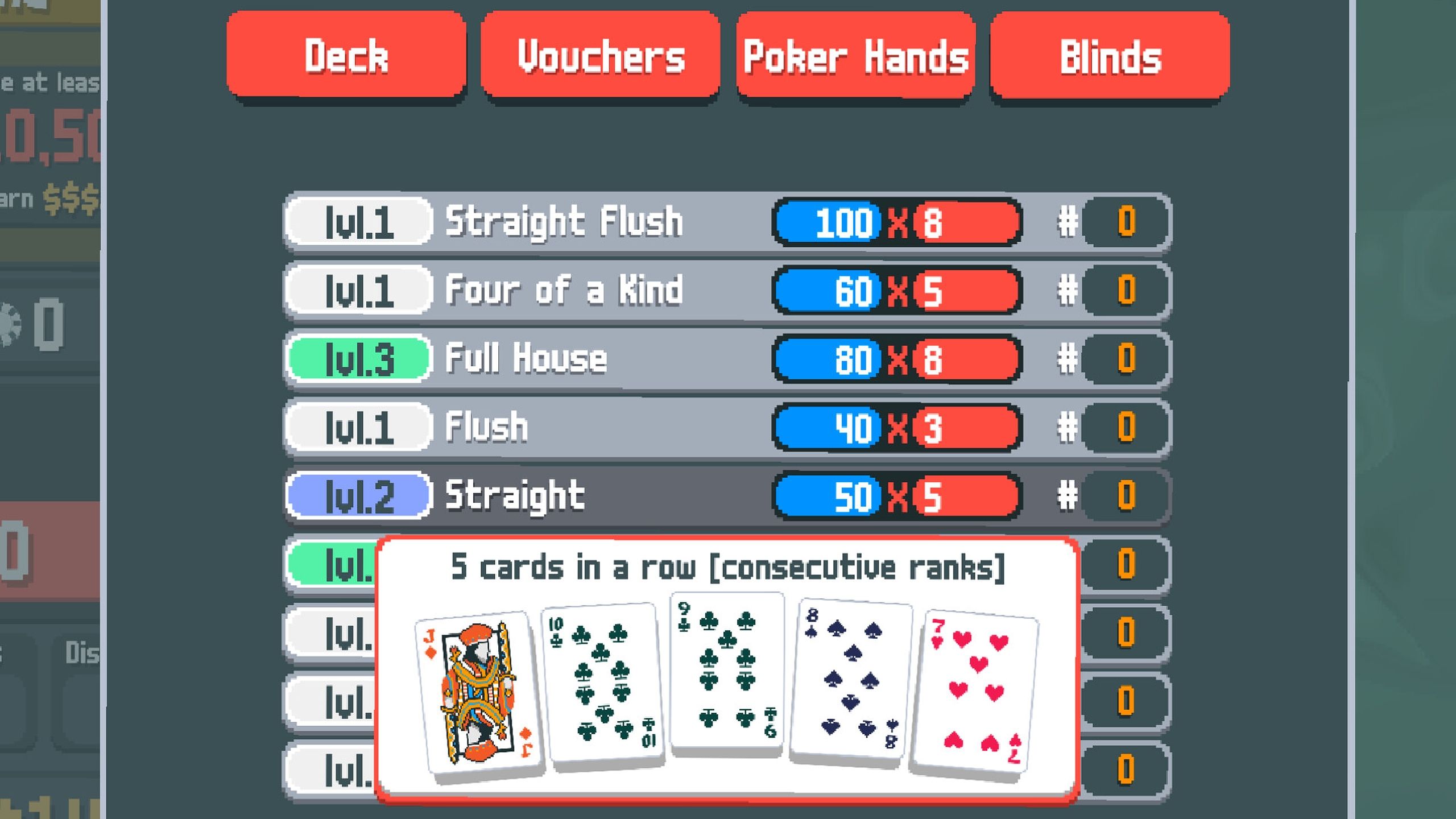 A screenshot from the game Balatro.