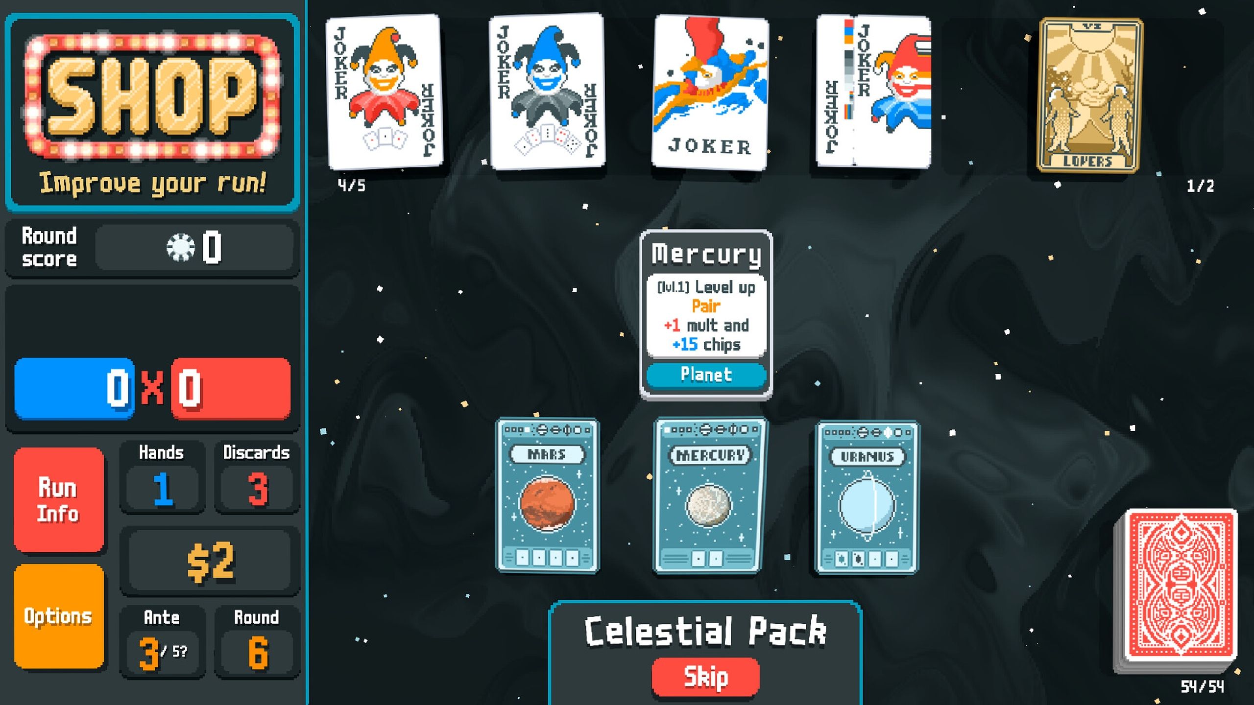 A screenshot from the game Balatro.
