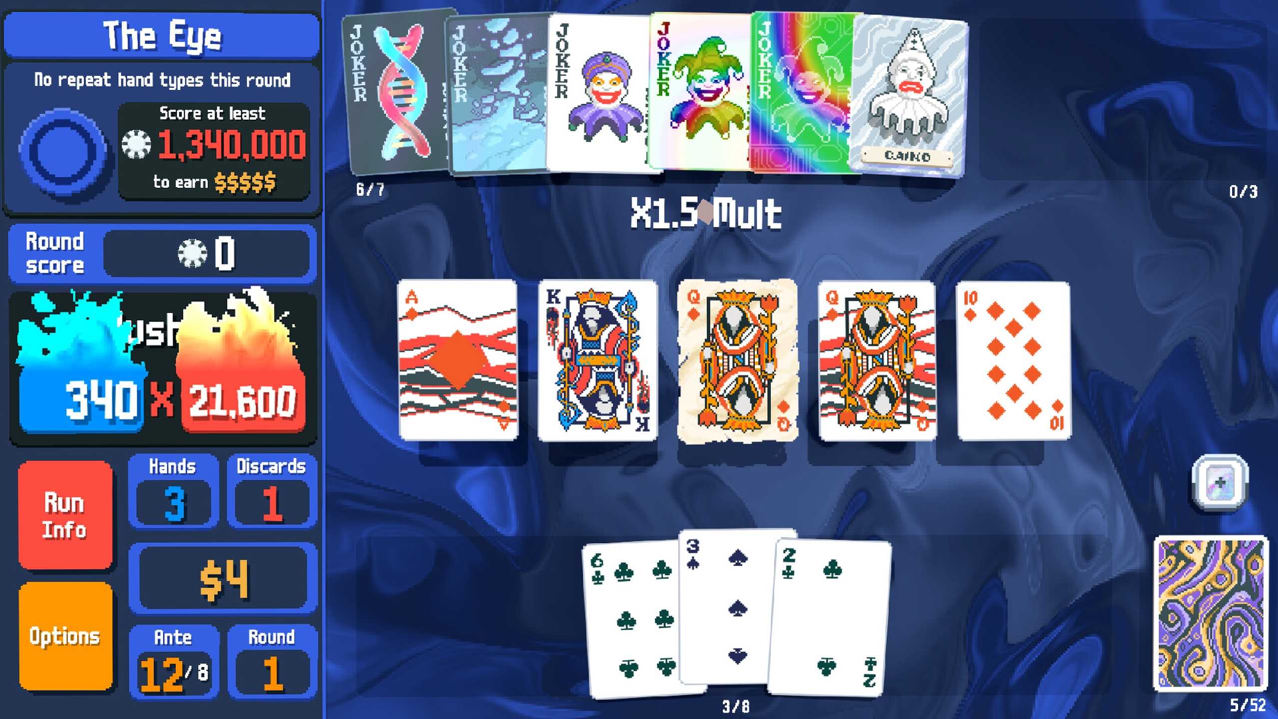 A screenshot from the game Balatro.