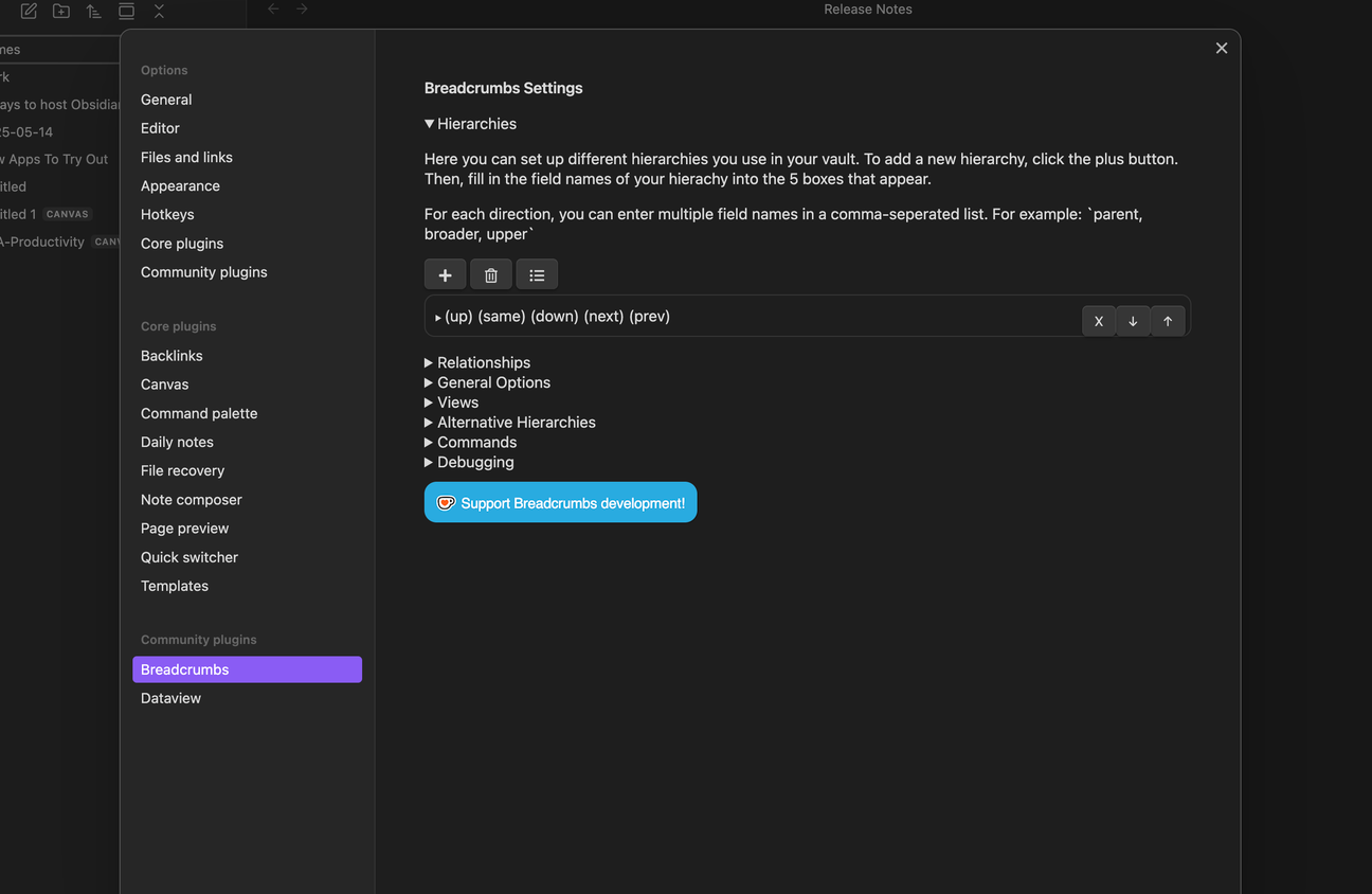 Breadcrumbs - settings more