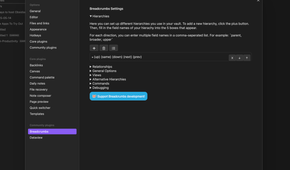 Breadcrumbs - settings more