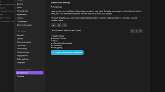 Breadcrumbs - settings more
