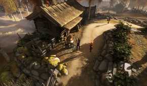 Two brothers talking to a grandma in Brothers: A Tale of Two Sons.
