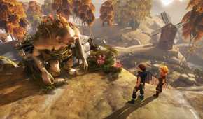 Two brothers talking to a troll in Brothers: A Tale of Two Sons.