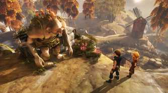 Two brothers talking to a troll in Brothers: A Tale of Two Sons.