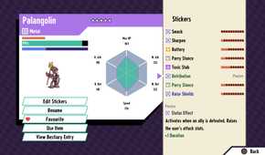 cassette beasts Palangolin stat screen