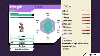 cassette beasts Palangolin stat screen