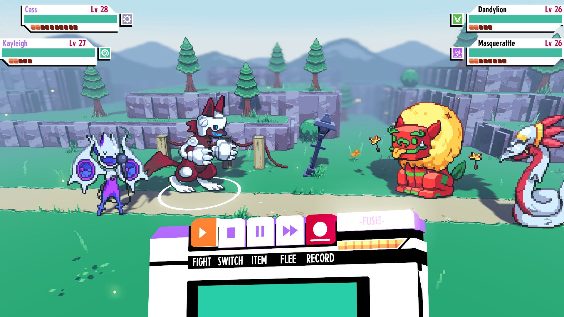 cassette beasts 2v2 battle screen
