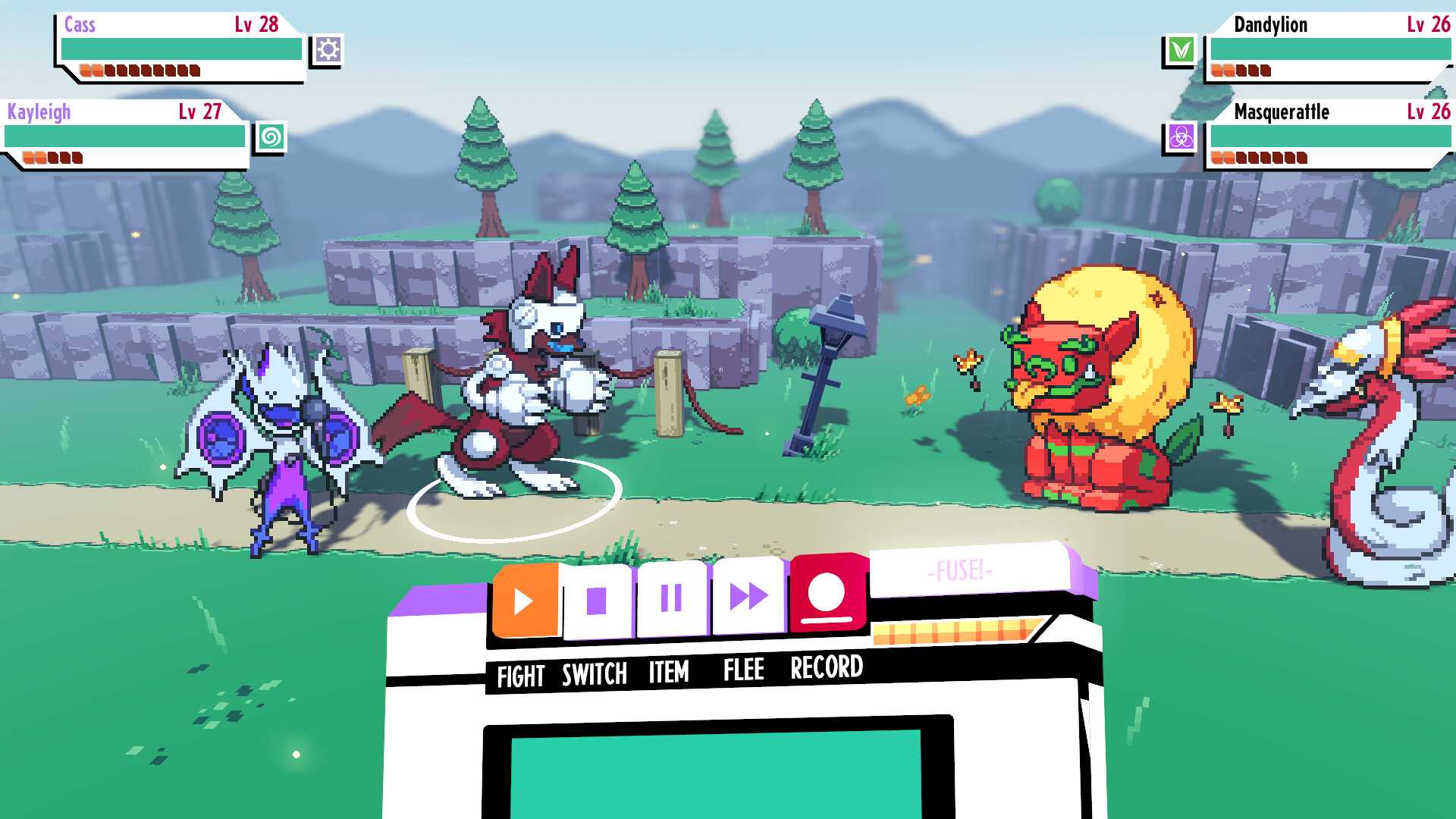 cassette beasts 2v2 battle screen