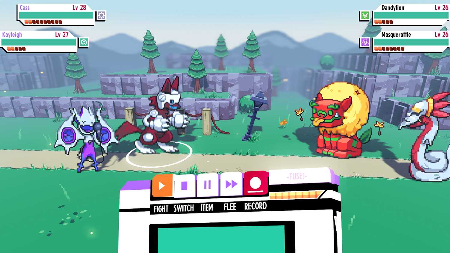 cassette beasts 2v2 battle screen