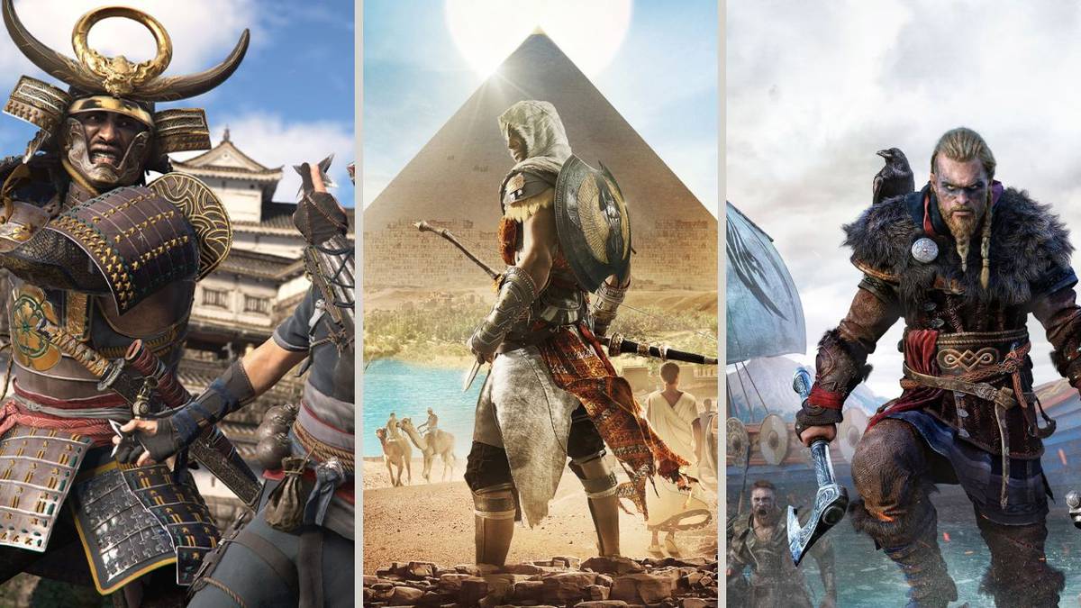 a collage of various assassin's creed games