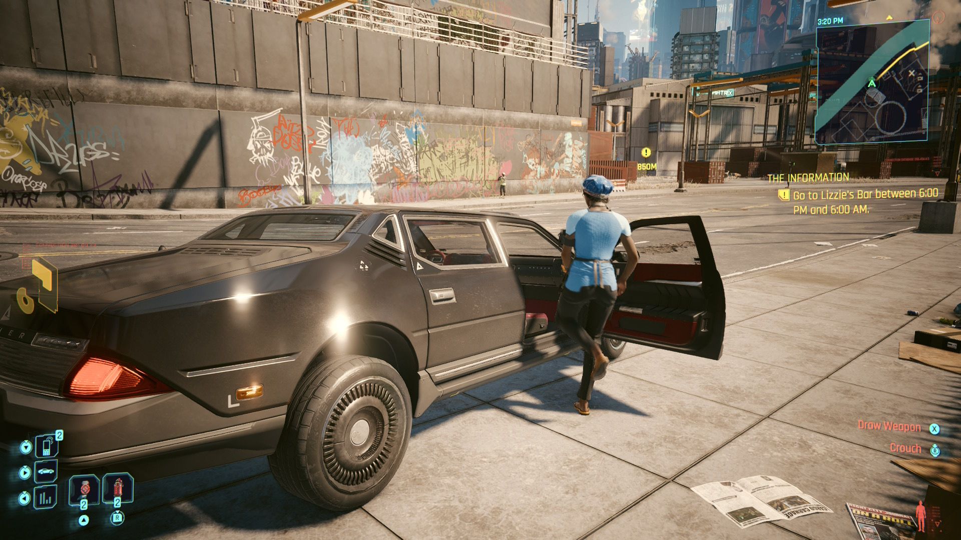 Cyberpunk 2077 on switch 2 woman getting into a car