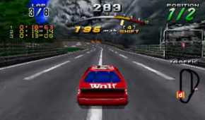 A screenshot of gameplay from Daytona USA CCE on the Sega Saturn.