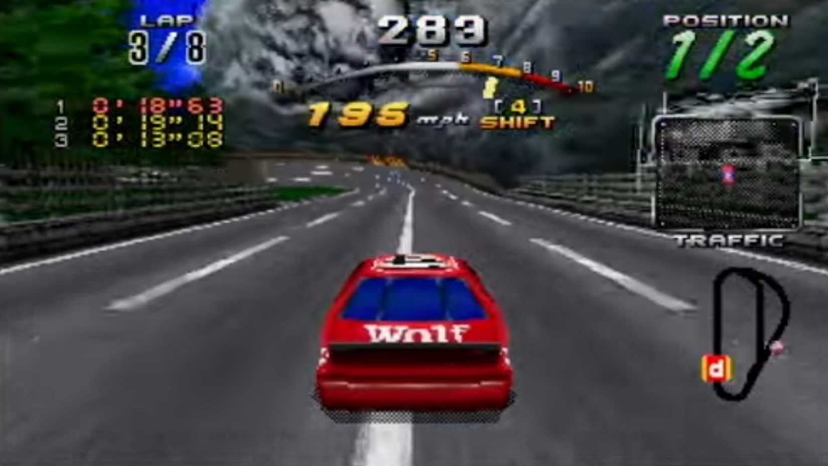 A screenshot of gameplay from Daytona USA CCE.