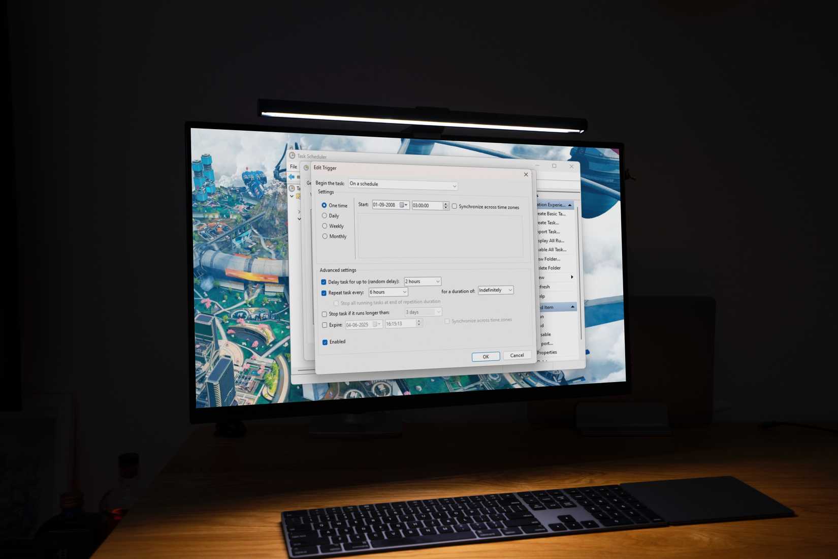 Desktop PC in dark room