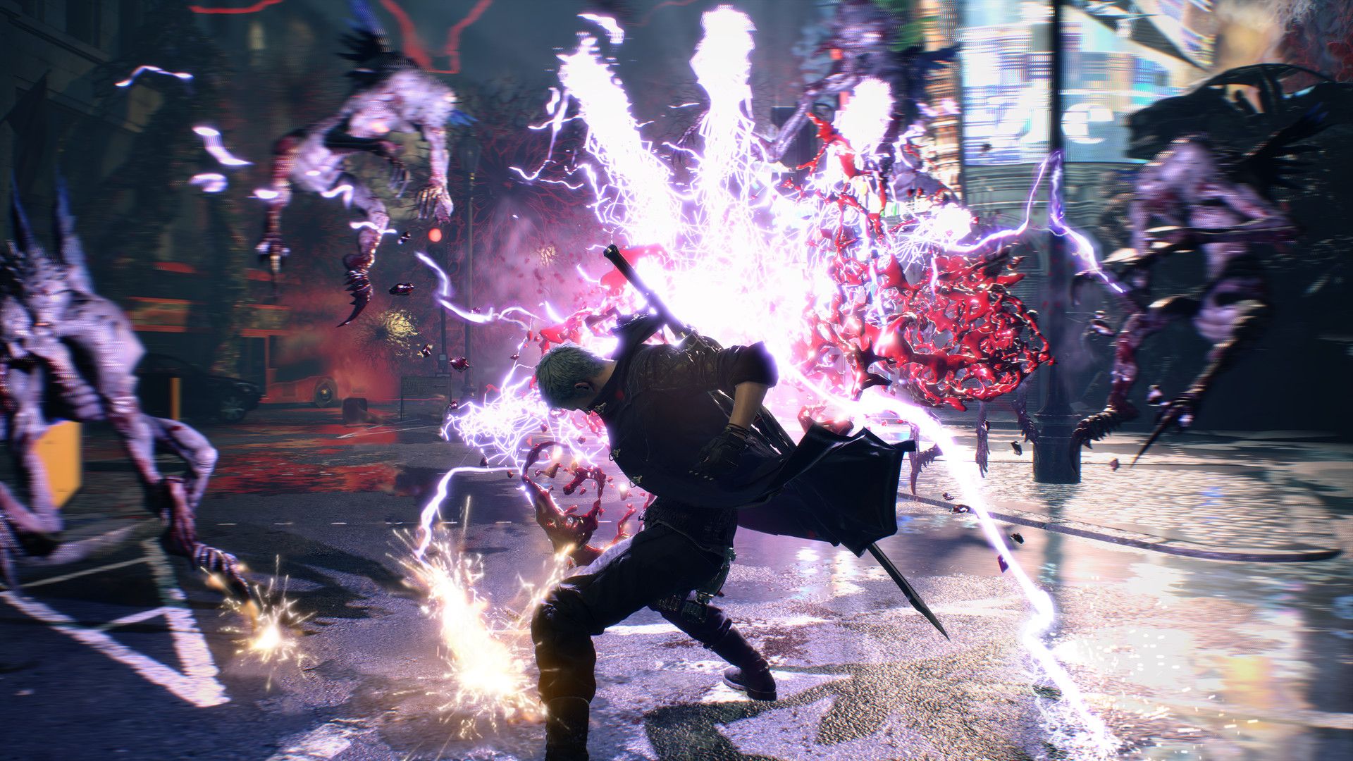 Nero in combat in Devil May Cry 5 (2019).