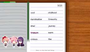 Gameplay in Doki Doki Literature Club.