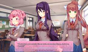 Natsuki, Monika, and Yuri in Doki Doki Literature Club.