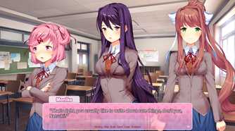 Natsuki, Monika, and Yuri in Doki Doki Literature Club.