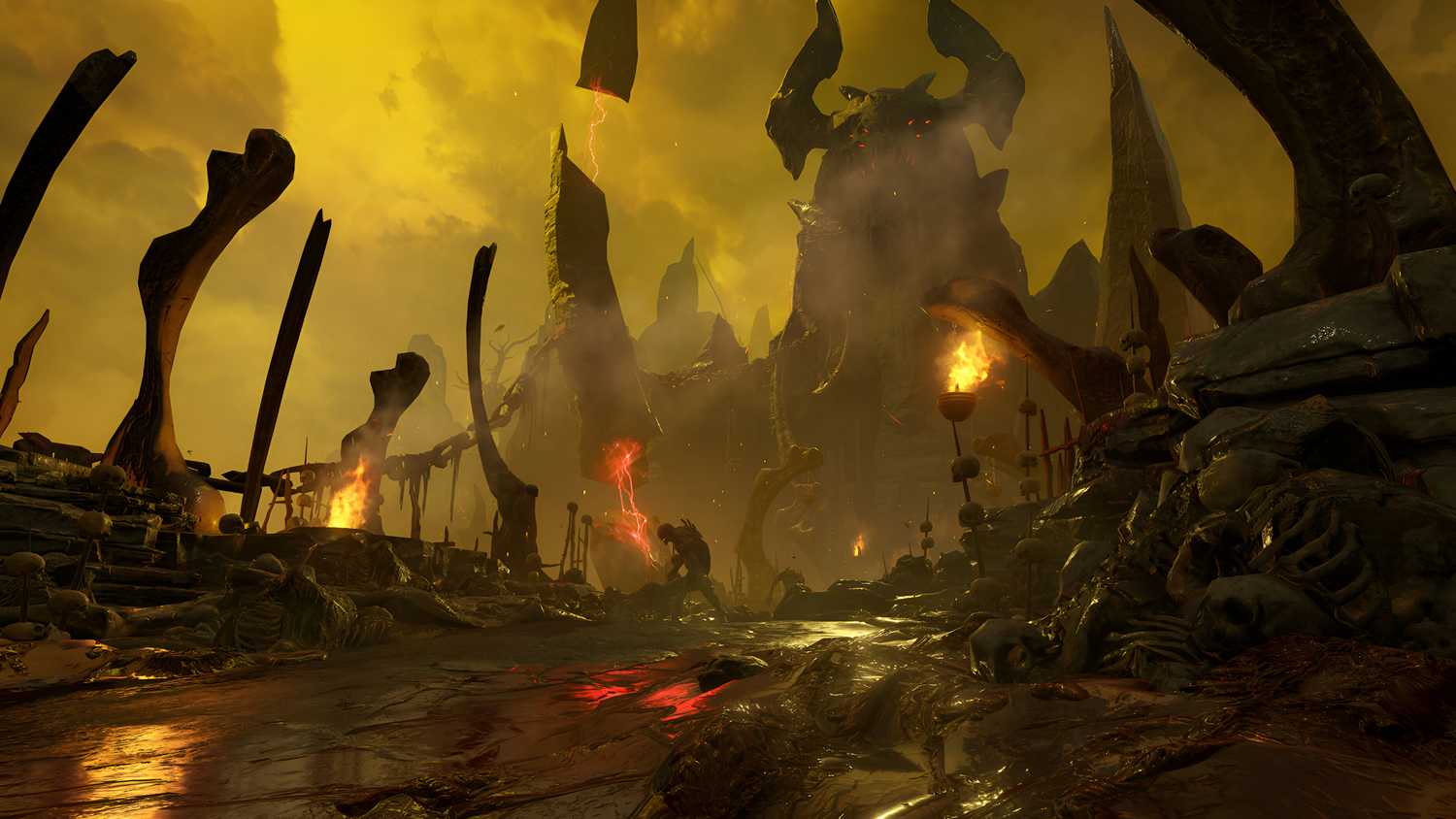 An arena in hell in Doom (2016).