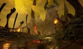 An arena in hell in Doom (2016).