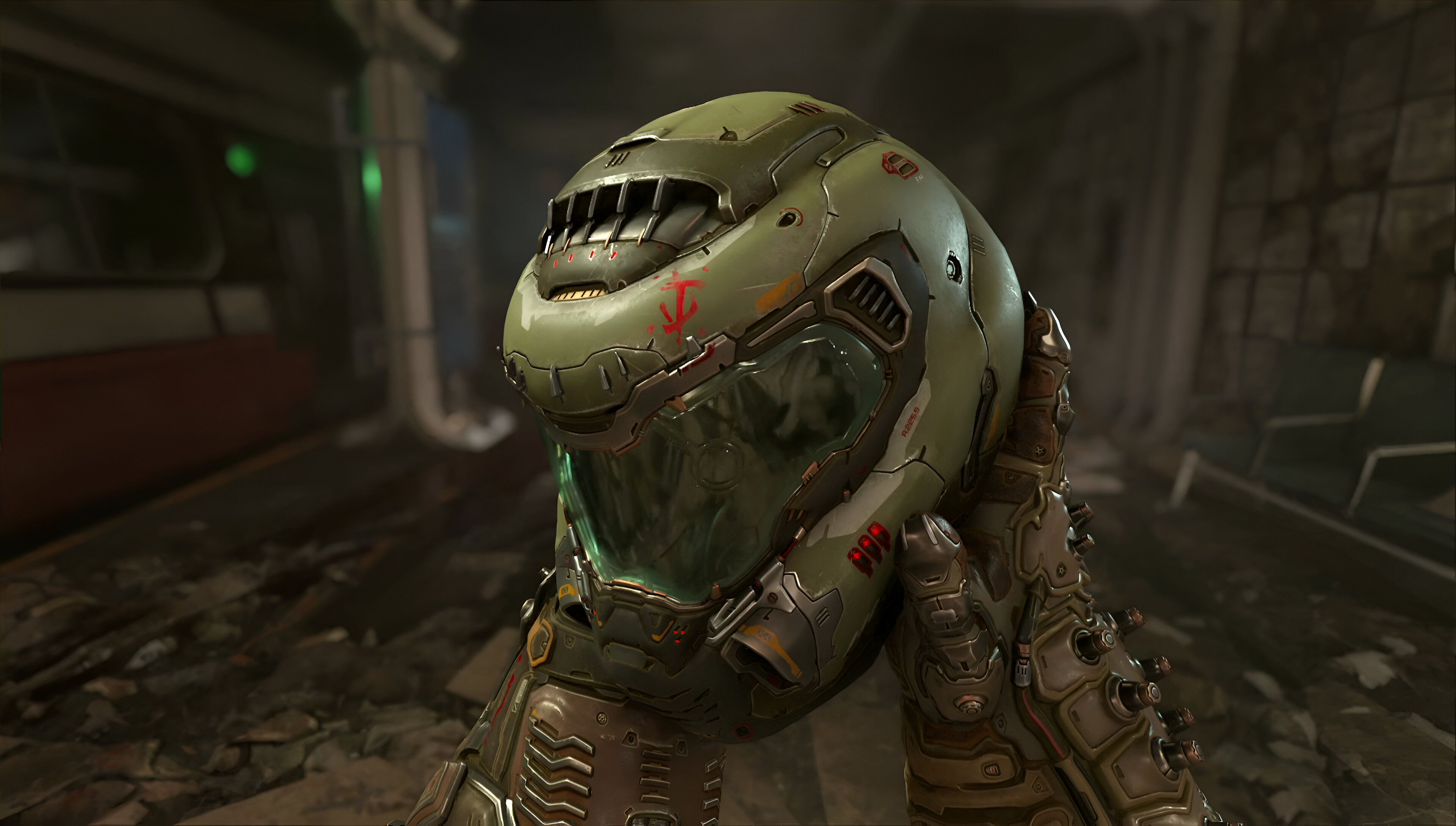 The Slayer's helmet in Doom Eternal.