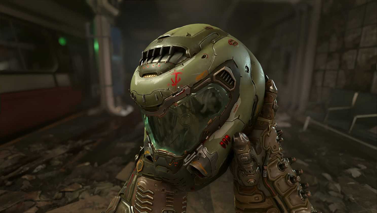 The Slayer's helmet in Doom Eternal.