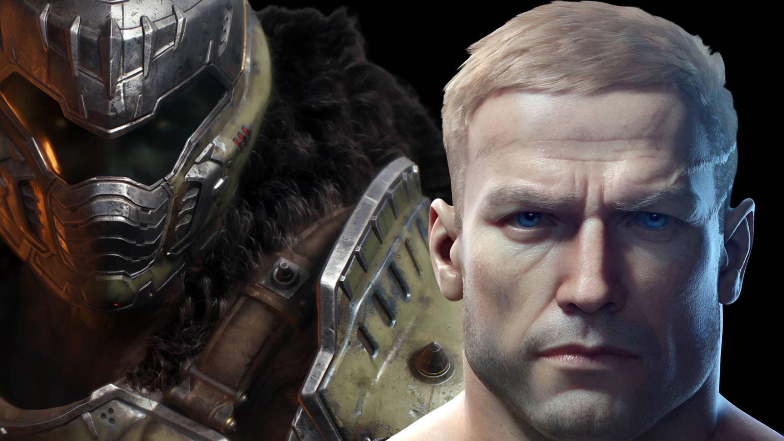 An image of the Doom Slayer and William J. Blazkowicz.
