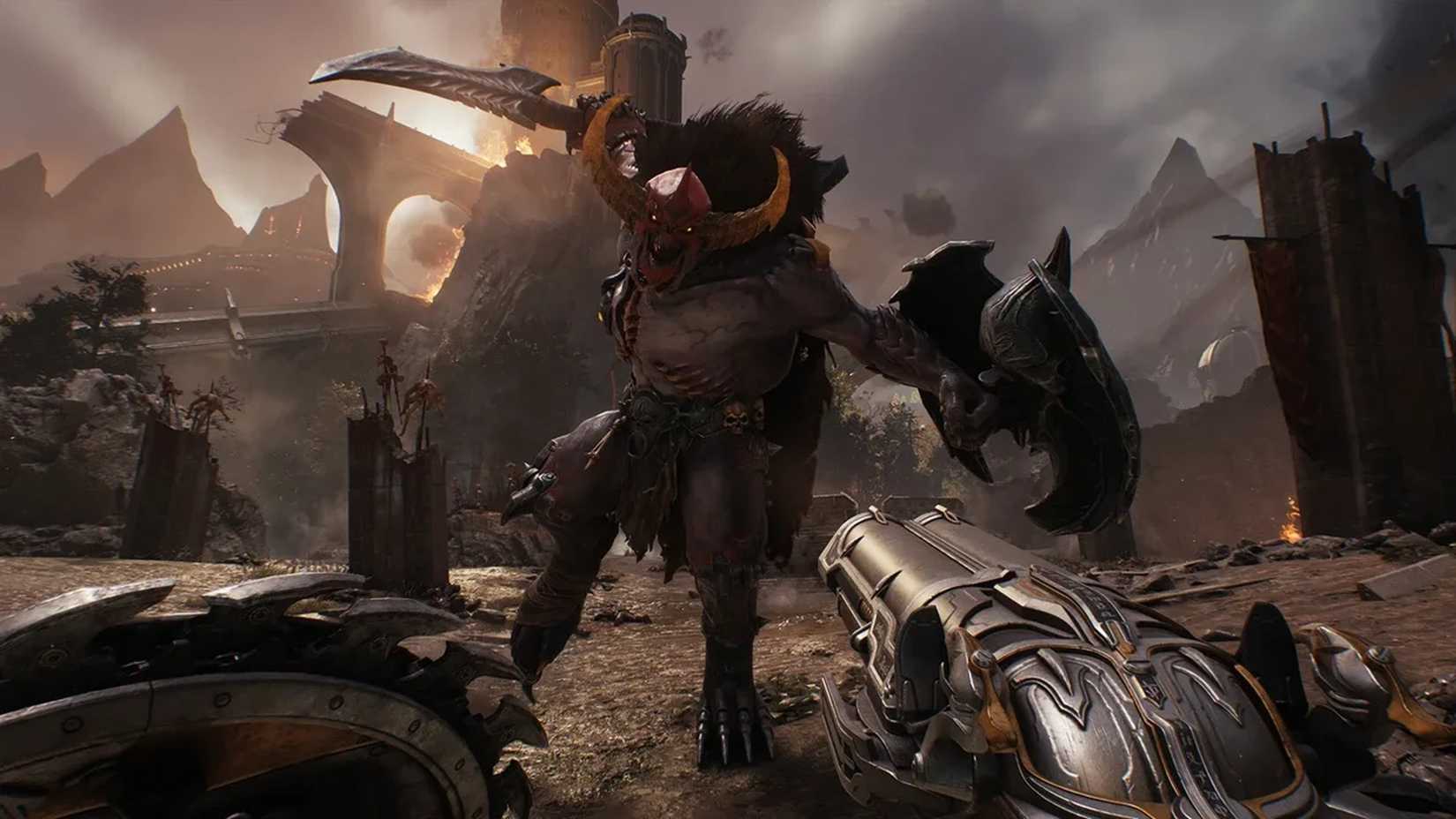 A screenshot of gameplay for Doom The Dark Ages combat