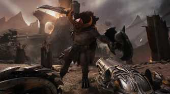 A screenshot of gameplay for Doom The Dark Ages combat