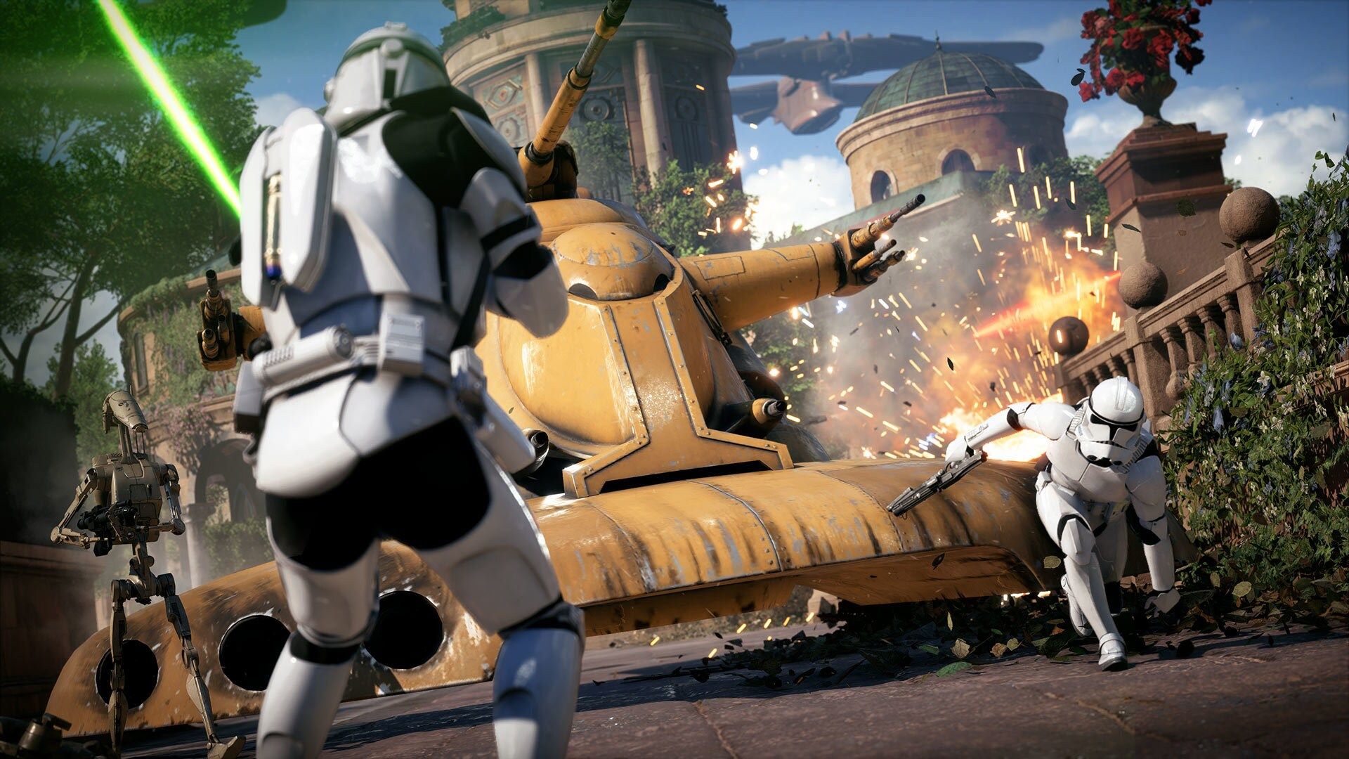 Storm troopers attacking a tank